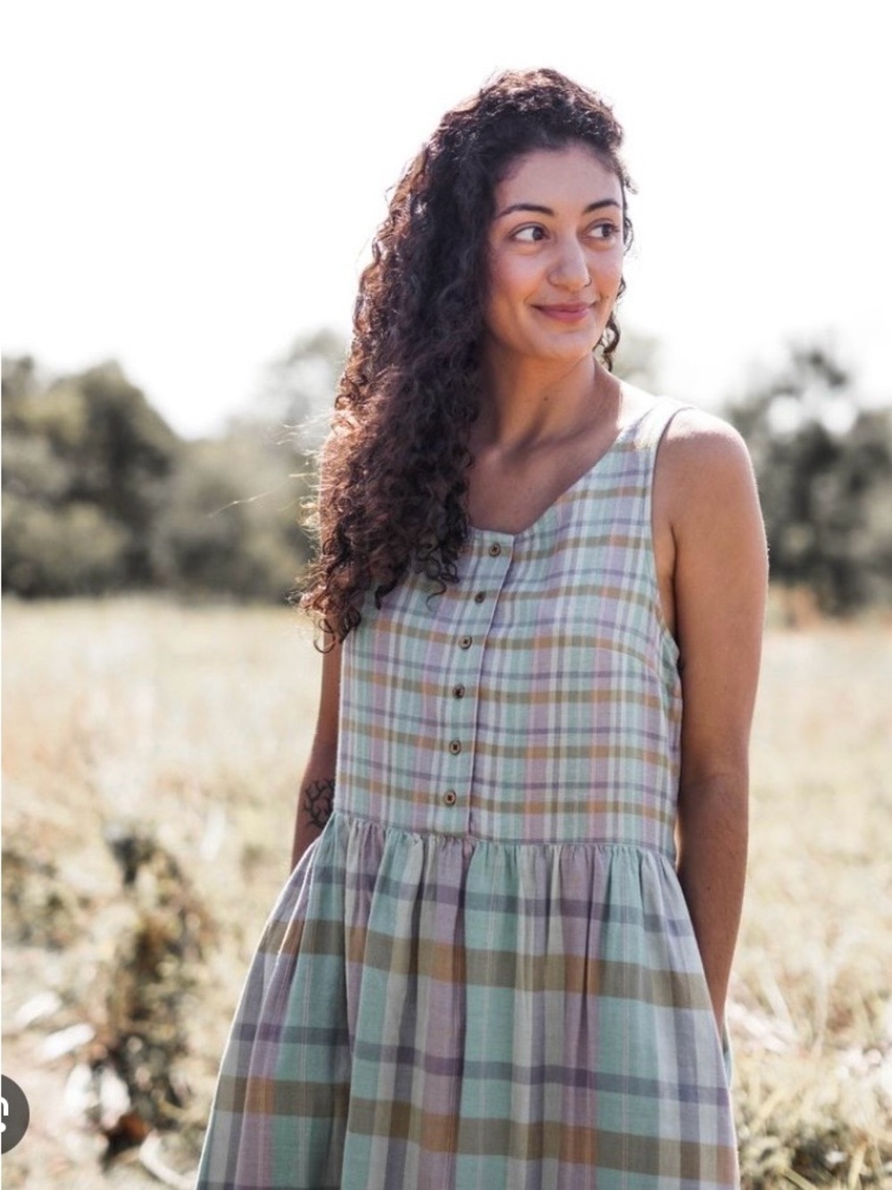 Sleeveless Pastel Plaid Maxi Dress — Mint, Lavender